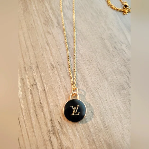 Louis Vuitton Zipper Pull Double Sided Pendant/14k Gold Plated Chain - Picture 2 of 5